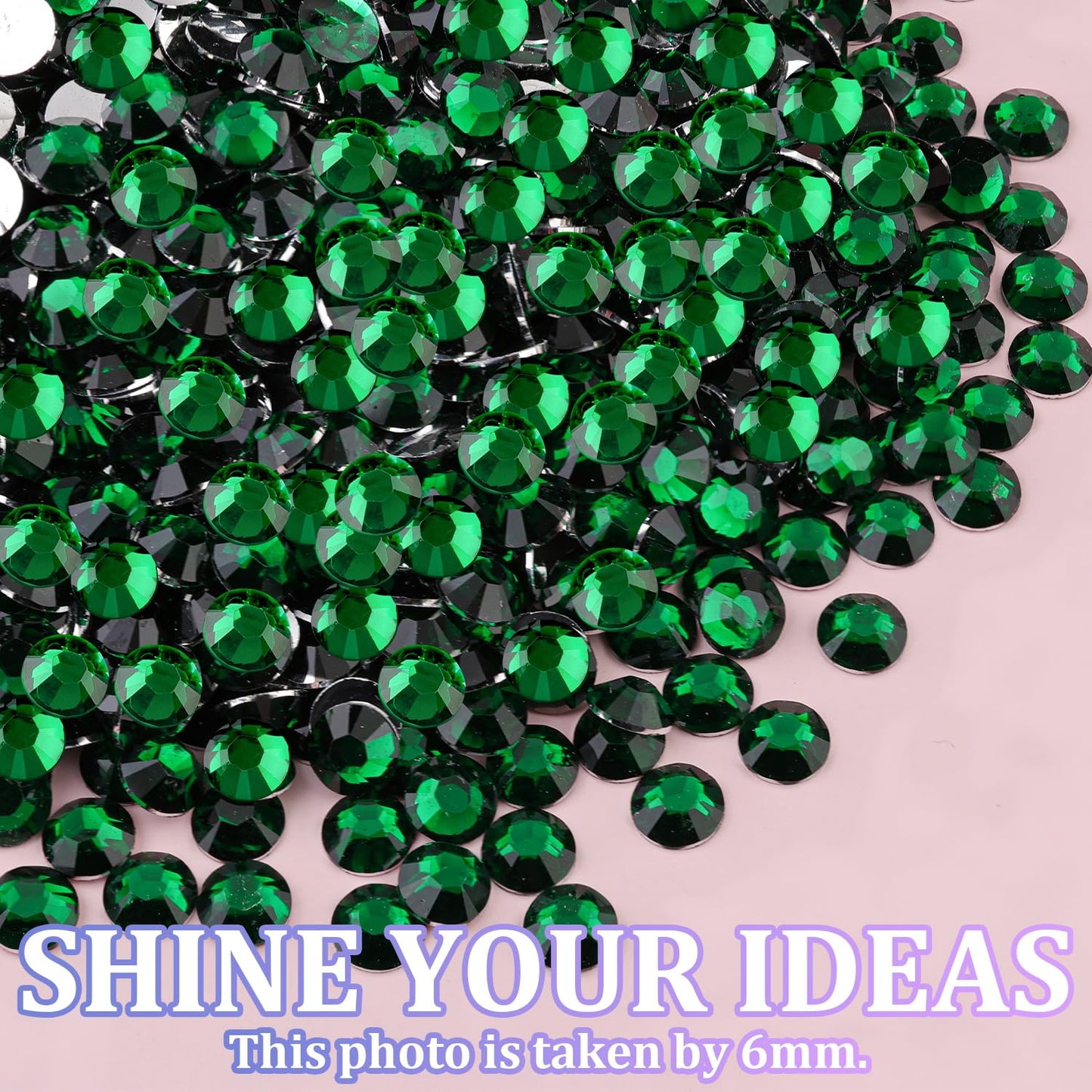 25000Pcs Resin Rhinestones for Crafting, Emerald Green 2-6mm Mixed Sizes Non Hotfix Flatback Gems, Bedazzling Crystal for DIY Crafts Clothing Tumblers Mugs Shoes Fabric Nail Art-Velvo Beauty