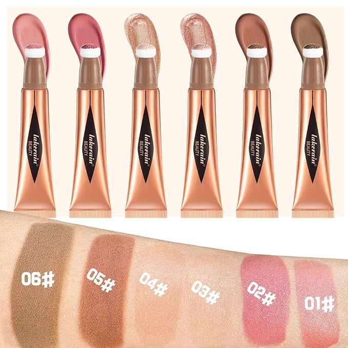 MEICOLY Liquid Contour Beauty Wand,Cream Contour Stick with Cushion Applicator,Liquid Bronzer Stick for Women and Girl,Blendable Long Lasting Smoothly Silky Contour Makeup,Cruelty-free,Medium to Dark-Velvo Beauty