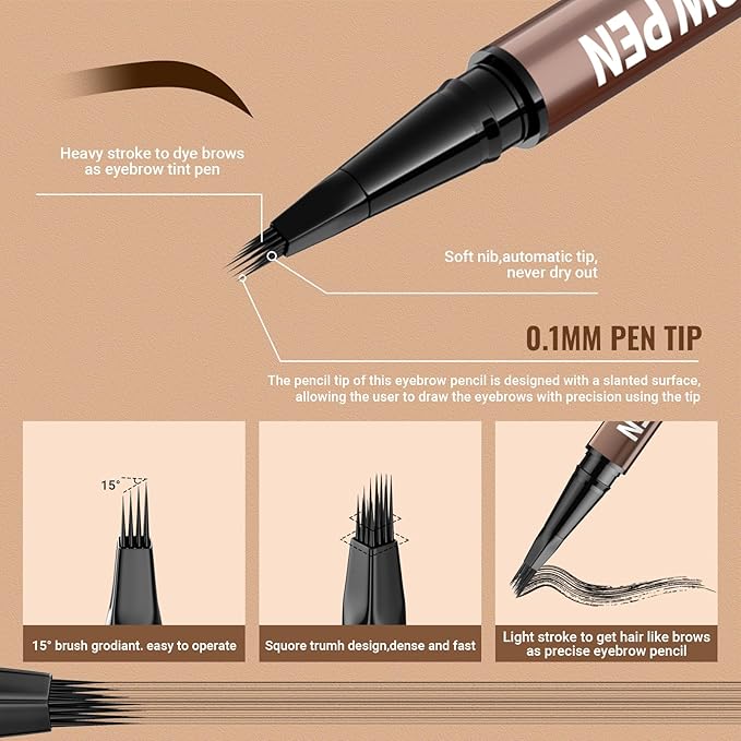 iMethod Eyebrow Pen - Eyebrow Pencil,2-in-1 Eyeliner Dual-Ended Microblading Eyebrow Pencil Long Lasting Waterproof Hair-Like Brow Pencil,with Eyebrow Brush,Eyebrow Pencils for Women,Black-Velvo Beauty