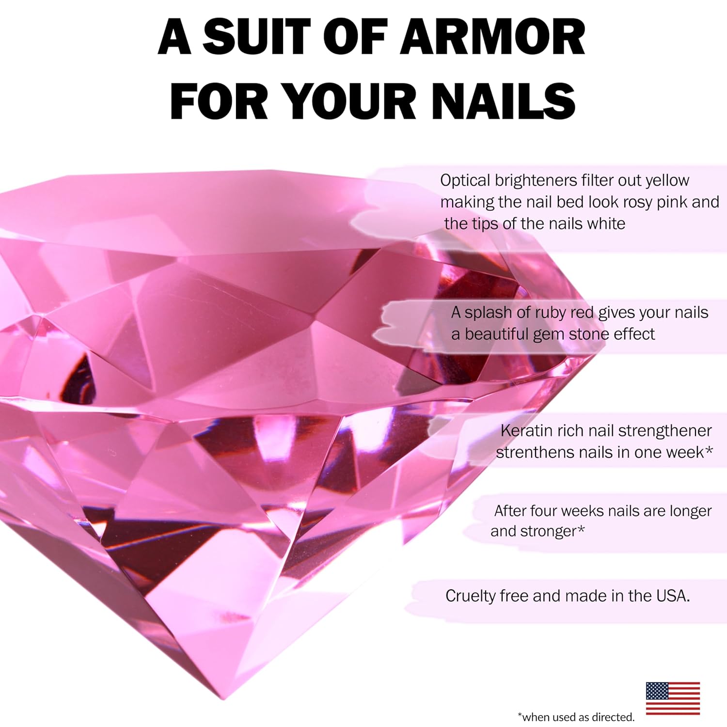 Perfect Formula Ruby Pink Gel Coat - Nail Strengthener, Keratin Nail Treatment, Gemstone Pink Gel Nail Polish - Nail Strengthener for Damaged Nails - Made In The USA .60 fl oz.-Velvo Beauty