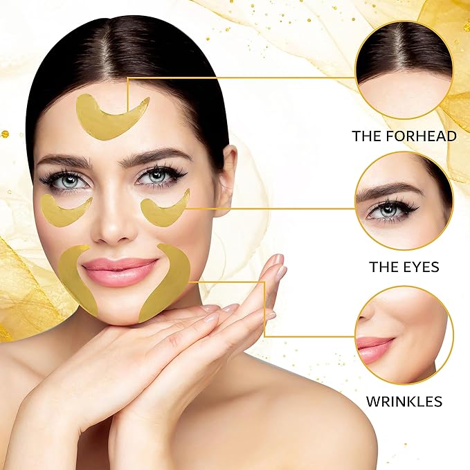 32 Pairs 24K Gold Under Eye Patches - Dark Circle & Puffy Eye Treatment - Anti-Aging Hydrogel for Wrinkle Reduction & Skin Rejuvenation - Reduces Wrinkles & Freshens Skin-Velvo Beauty