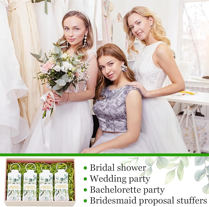 18 Sets Baby Shower Bridal Shower Favors for Guests Bulk Lip Balm and Lipstick Holder Keychains Set Baby Shower Bridal Shower Goodies Bags Thank You Gifts for Guests(Eucalyptus Wedding)-Velvo Beauty