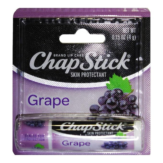 Chapstick (1) Stick Grape Flavored Lip Balm - Paraben Free Lip Care - Carded 0.15 oz-Velvo Beauty