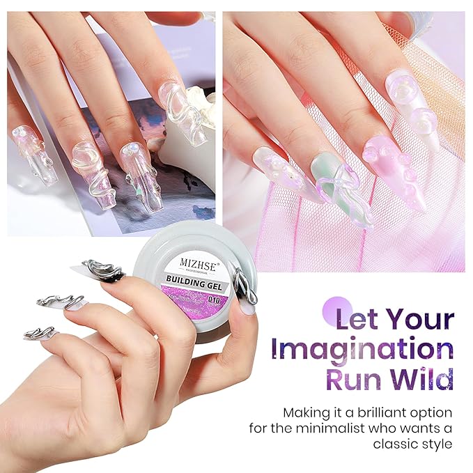 MIZHSE Solid Builder Gel for Nails - 30g/1oz Purple Mermaid Hard Gels for Nails 3D Gel with Dual Forms 3D Sculpting Pen Soak off U V Nail Builder Gels for Extension 3D Nail Art Women-Velvo Beauty