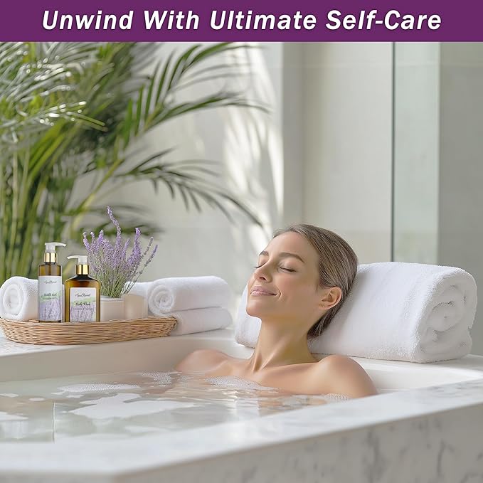 Spa Gift Baskets For Women - Luxury Bath Set With Lavender & Tea Tree Oil - Spa Kit Includes Body Wash, Bubble Bath, Lotion, Bath Salts, Body Scrub, Body Spray, Shower Puff, and Towel-Velvo Beauty
