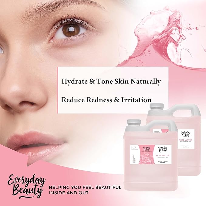 Rose Water Facial Toner Bulk - 64oz Alcohol-Free Vegan All Natural Refreshing Spray Mist for Face and Hair - Uplifts, Calming & Soothing for All Skin Types-Velvo Beauty