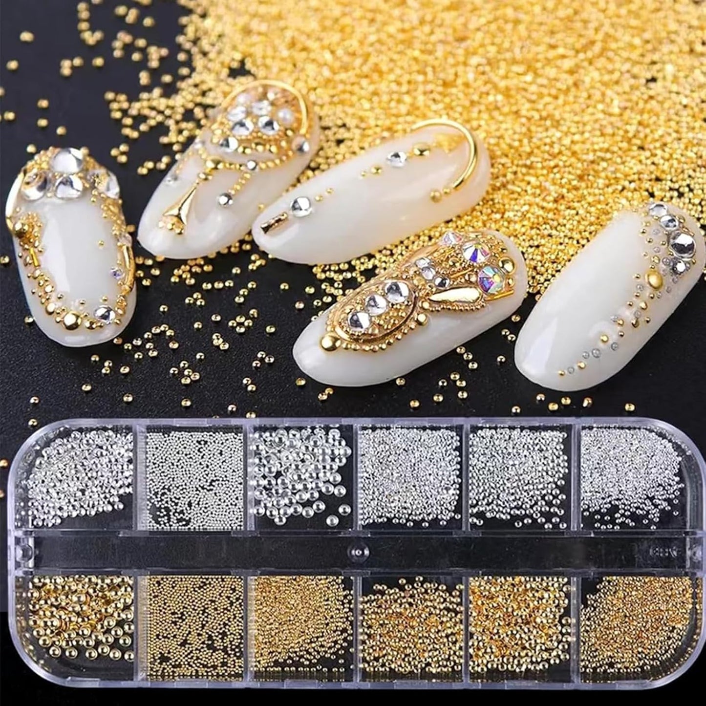 Nail Art Pearls with Glue Gel Flatback Pink Red 4 Colors Nail Charms Pearls Mixed Size 0.03-0.18in Nails Gems Pearl Accessories for Women Nails Design Decoration-Velvo Beauty