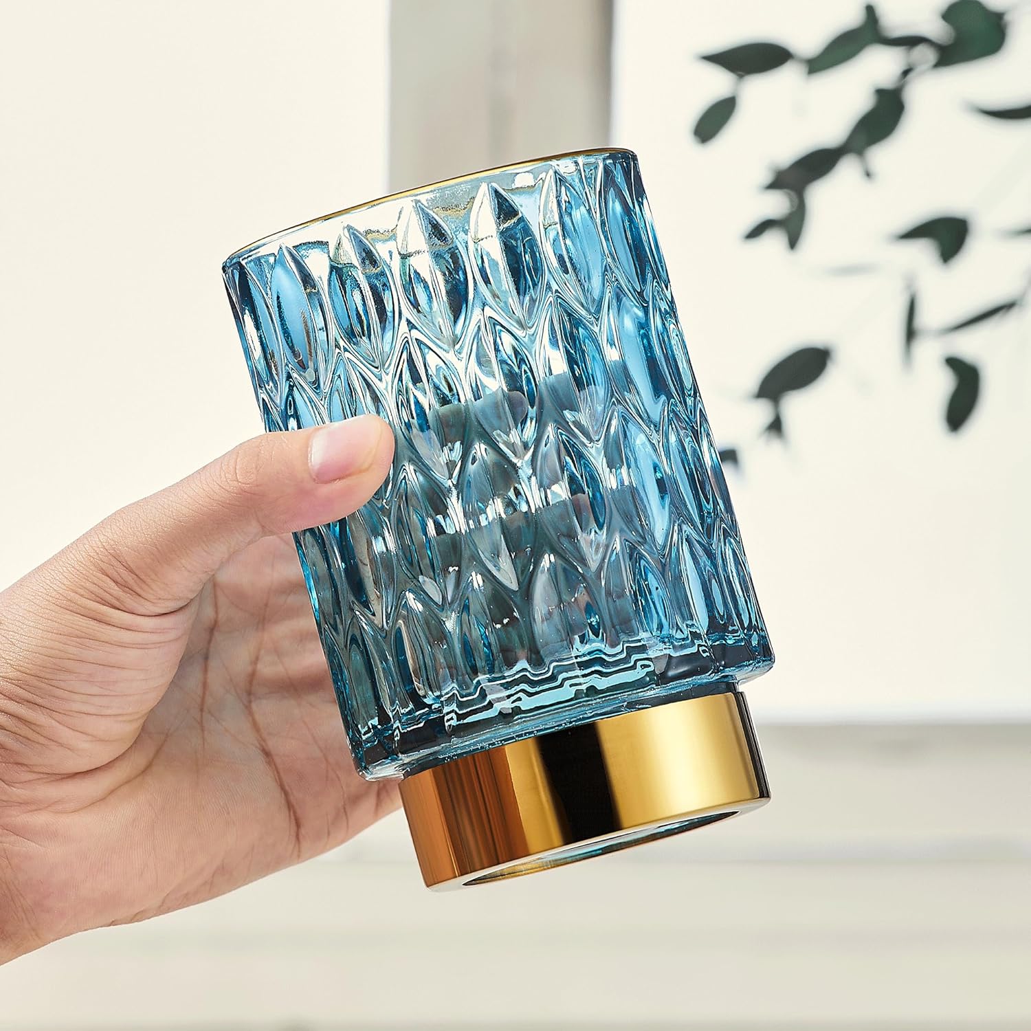 Makeup Brush Holder Organizer,Toothbrush Holders,Desk Pen Pencil Holder,Multifunctional Vintage Glass Brush Cup（A39-3-US）-Velvo Beauty