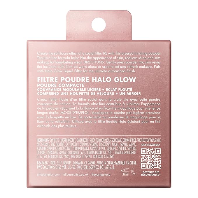 e.l.f. Halo Glow Powder Filter, Ultra-fine Finishing Powder, Smooths The Look of Pores & Fine Lines, Creates A Soft-Focus Glow, Vegan & Cruelty-Free, Fair Neutral Cool-Velvo Beauty