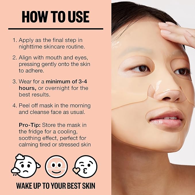 PEACE OUT Skincare Overnight Bio-Collagen Recovery Hydrating Face Mask to Calm Skin Irritation, Improves Skin Clarity with Hyaluronic Acid, 1 count-Velvo Beauty