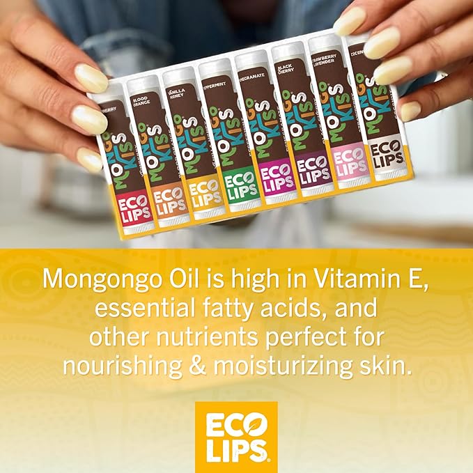 Mongo Kiss USDA Organic Lip Balm Set 8-pack (0.15 oz. each) with Mongongo Oil & Cocoa Butter to Moisturize Chapped Lips | Made in USA by Eco Lips - Honey Vanilla-Velvo Beauty