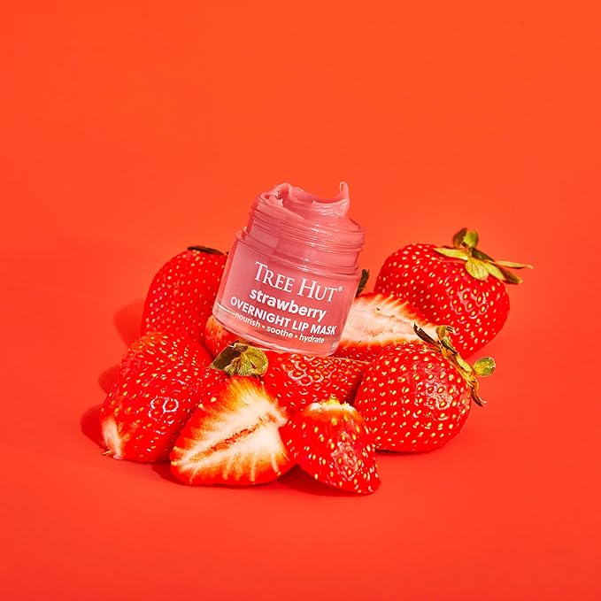 Tree Hut Strawberry Overnight Lip Mask | Leave on Overnight & Wake up to Soft, Hydrated Lips | Elevate your Self Care Routine | .6 oz.-Velvo Beauty
