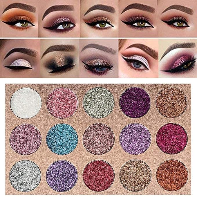 15 Colors Eyeshadow, Glitters Shimmer Pigment Pressed Makeup Palette Eyes Cosmetic-Velvo Beauty