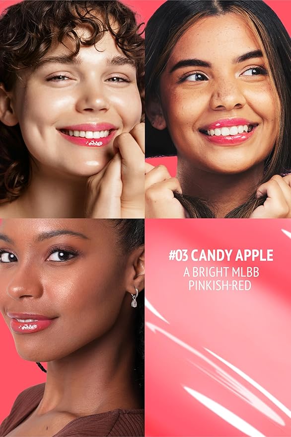 Veganize Collagen Lip Glass Balm | Hydrating Lip Balm in 9 Vibrant Colors | Moisturizing Lip Care Infused with Collagen Jelly Magic | No Animal Trial Lip Balm 0.06 oz (No. 3 Candy Apple)-Velvo Beauty