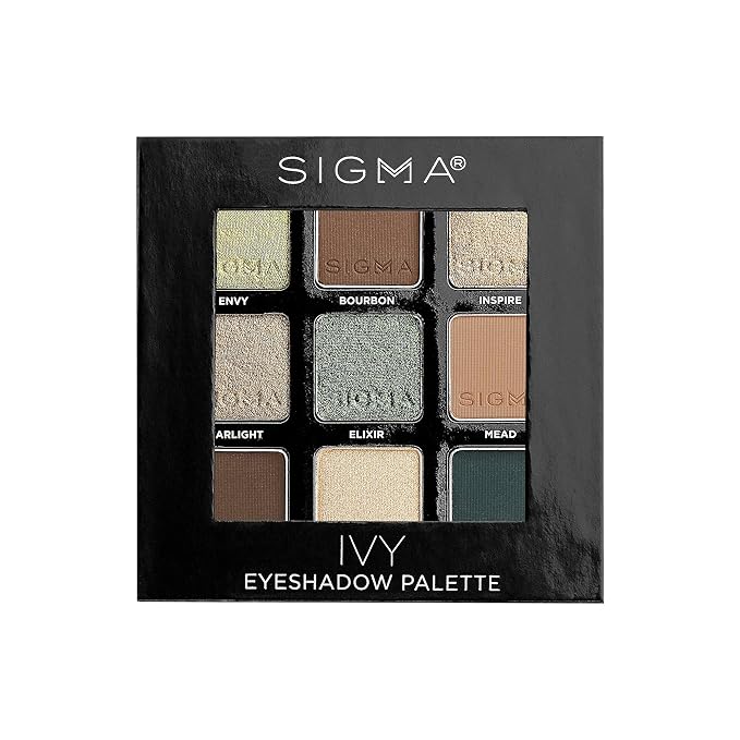Sigma Beauty On-the-Go Eyeshadow Palette - Ivy - 9 Bold Eyeshadow Shades in Matte, Shimmer and Metalic Finishes - Highly Pigmented Vegan Eye Makeup Palette - Clean Beauty Products-Velvo Beauty