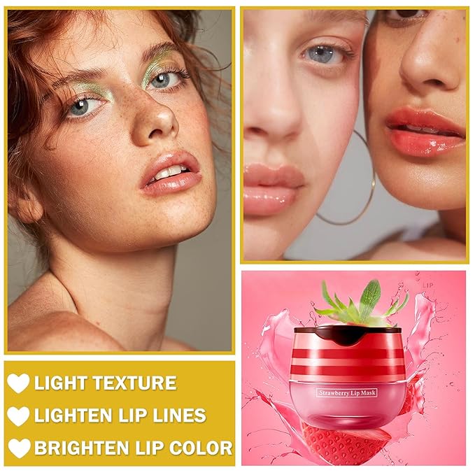 NVLEPTAP 2PCS Bee Lip Balm Honey Pot Honey & Strawberry Lip Balm Moisturizing Honey Lip Mask Lip Care Products Lip Balm with Wand-Velvo Beauty