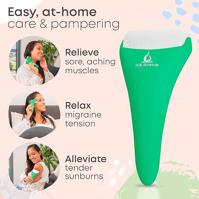 Ice Roller for Face & Eye Puffiness Relief 2 in 1 Set - Therapeutic Facial Massager for Beauty - Cooling Face Rollers for Women - Tone & Tighten Your Damaged Skin - Reduce Wrinkles-Velvo Beauty