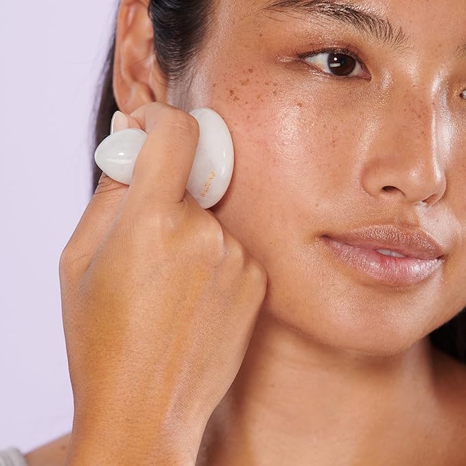 WILDLING Lumin Mushroom | Facial Massage Stone | Made with White Jade | Designed to Cool + De-puff + Calm the Skin | Perfect with Lumin Oil-Velvo Beauty