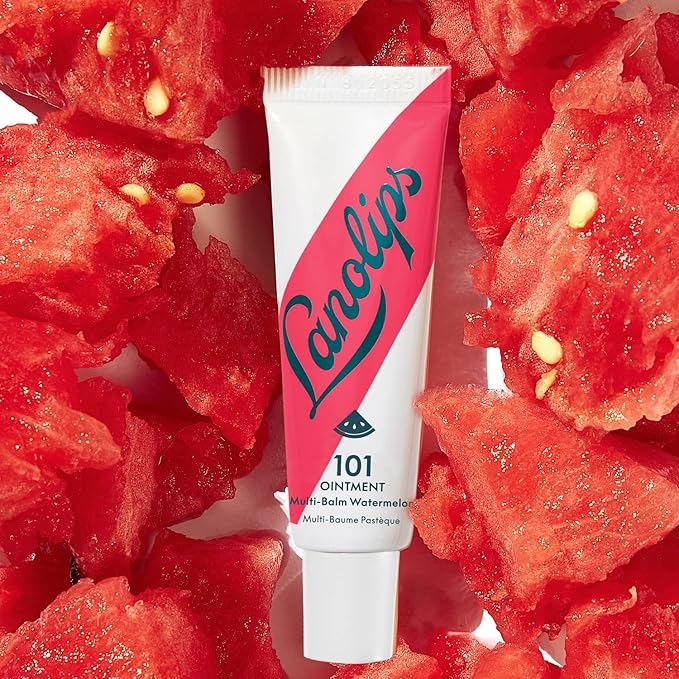 Lanolips 101 Ointment Multi-Balm, Watermelon - Fruity Lip Balm with Vitamin E Oil and Lanolin for Lip Hydration - Naturally Flavored Lanolin Lip Balm for Very Dry Lips - Dermatologist Tested (.35 oz)-Velvo Beauty