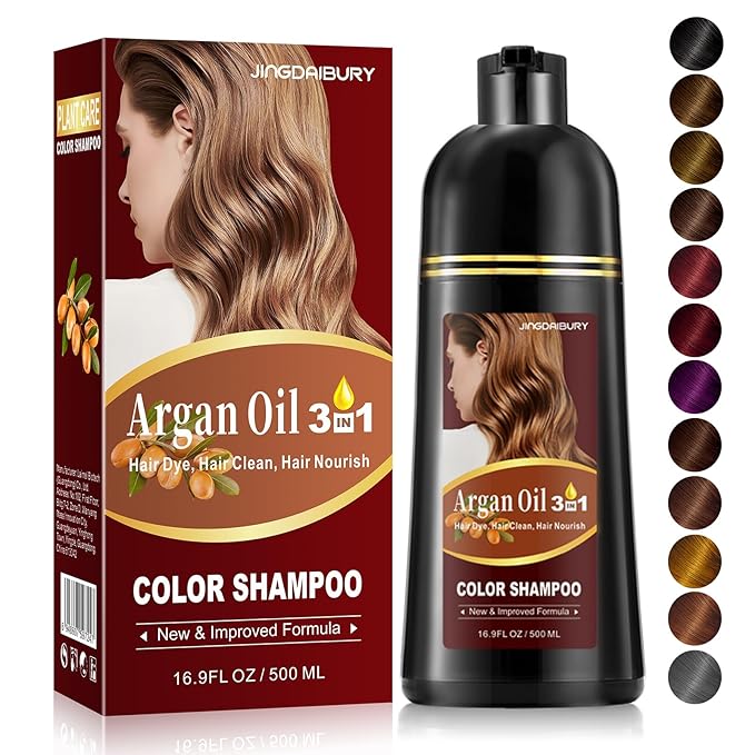 Black Hair Dye, Hair Dye Shampoo, Argan Oil Hair Dye for Men & Women, 3 in 1 Hair Dye Shampoo, Easy to Use, Shampoo Para Canas for Gray Hair Coverage 16.9 FlOz (Black)-Velvo Beauty