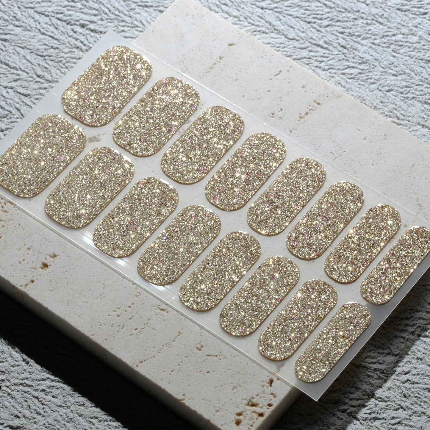 Nail Polish Strips, 32PCS Salon Quality Wraps, Long Lasting Gel Nail Stickers for Women Easy Apply& Remove (Golden Hours Glitter)-Velvo Beauty