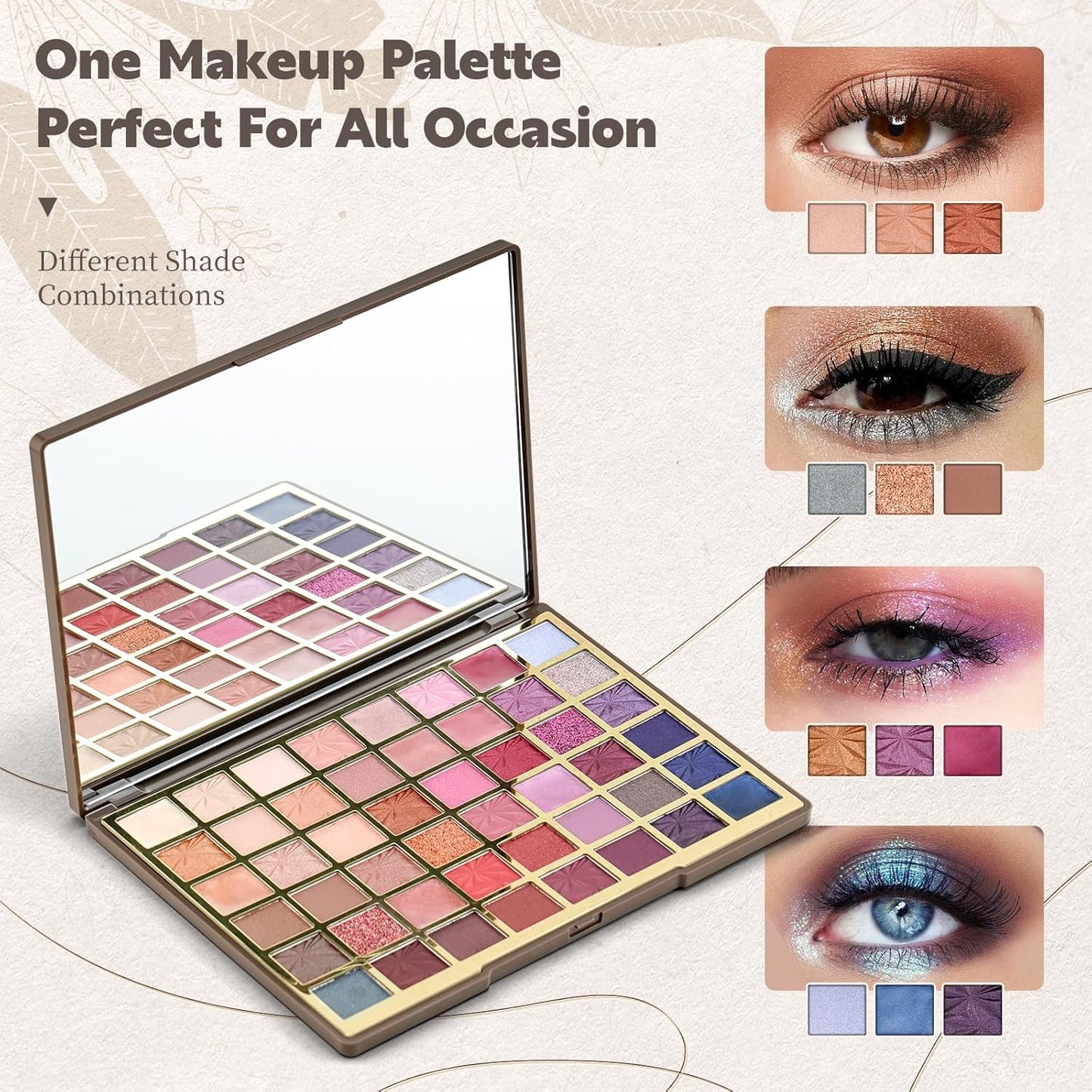 Color Nymph 48 Color Eye Makeup Palette, Highly Pigmented Eyeshadows Palettes with Mirror, Matte Shimmer Creamy Eye Shadows, Long Lasting Blendable Color Make Up Eye Shadows Cosmetics Gift Kit-Velvo Beauty