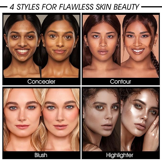 12 Colors Cream [Blush Contour Concealer] Makeup Palette for Cheeks - All in One Makeup Palette Kit with Brush, Natural Matte Long Wearing, Waterproof Blendable Face Make Up Pallete (#02)-Velvo Beauty