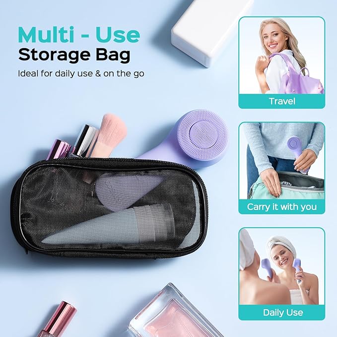 COSLUS Face Scrubber Facial Cleansing Brush: 2 in 1 Spin and Vibration Patented Tech, Silicone Electric Exfoliator Scrubber with Automatic Foaming, Waterproof Face Cleanser Brush for Men and Women-Velvo Beauty