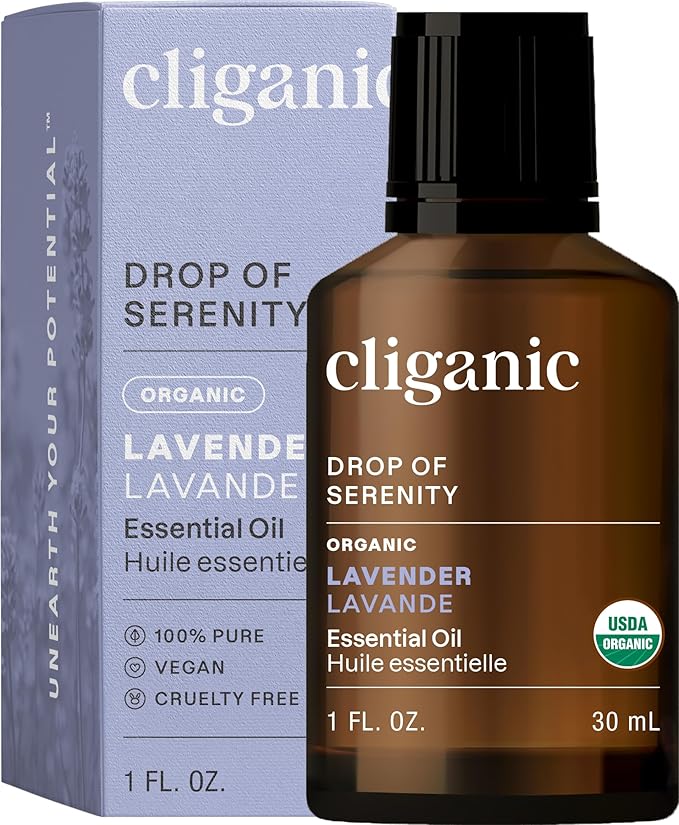 Cliganic Organic Lavender Essential Oil, 1oz - 100% Pure Natural Undiluted, for Aromatherapy Diffuser | Non-GMO Verified (Packaging May Vary)-Velvo Beauty