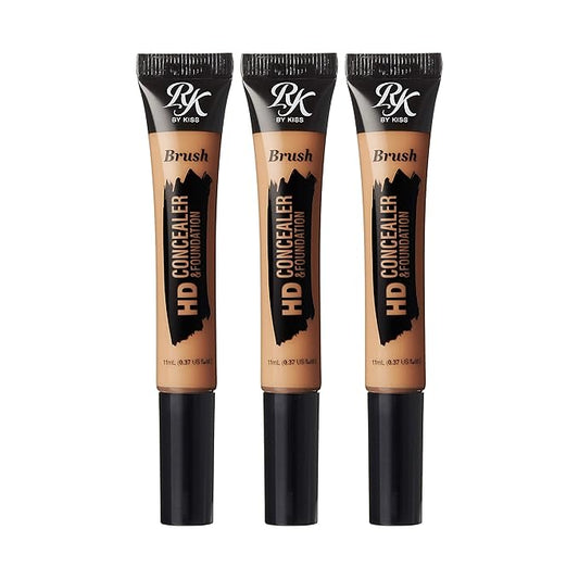 Ruby Kisses HD Concealer & Foundation Brush Flawless Full Coverage Face Makeup Lightweight Highlighter Long Lasting Under Eye Conceals Contour Corrector 3 Pack (Fawn)-Velvo Beauty