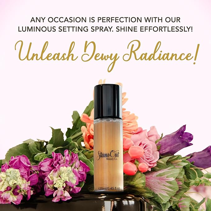 StansOut Beauty Co Bridal Glow Setting Spray | Dewy Illuminating Face Mist Fixing Spray for Makeup Finish | Long-Lasting Makeup Setting Spray for Face Paint, Dewy Finish, and Mature Skin 120ml-Velvo Beauty