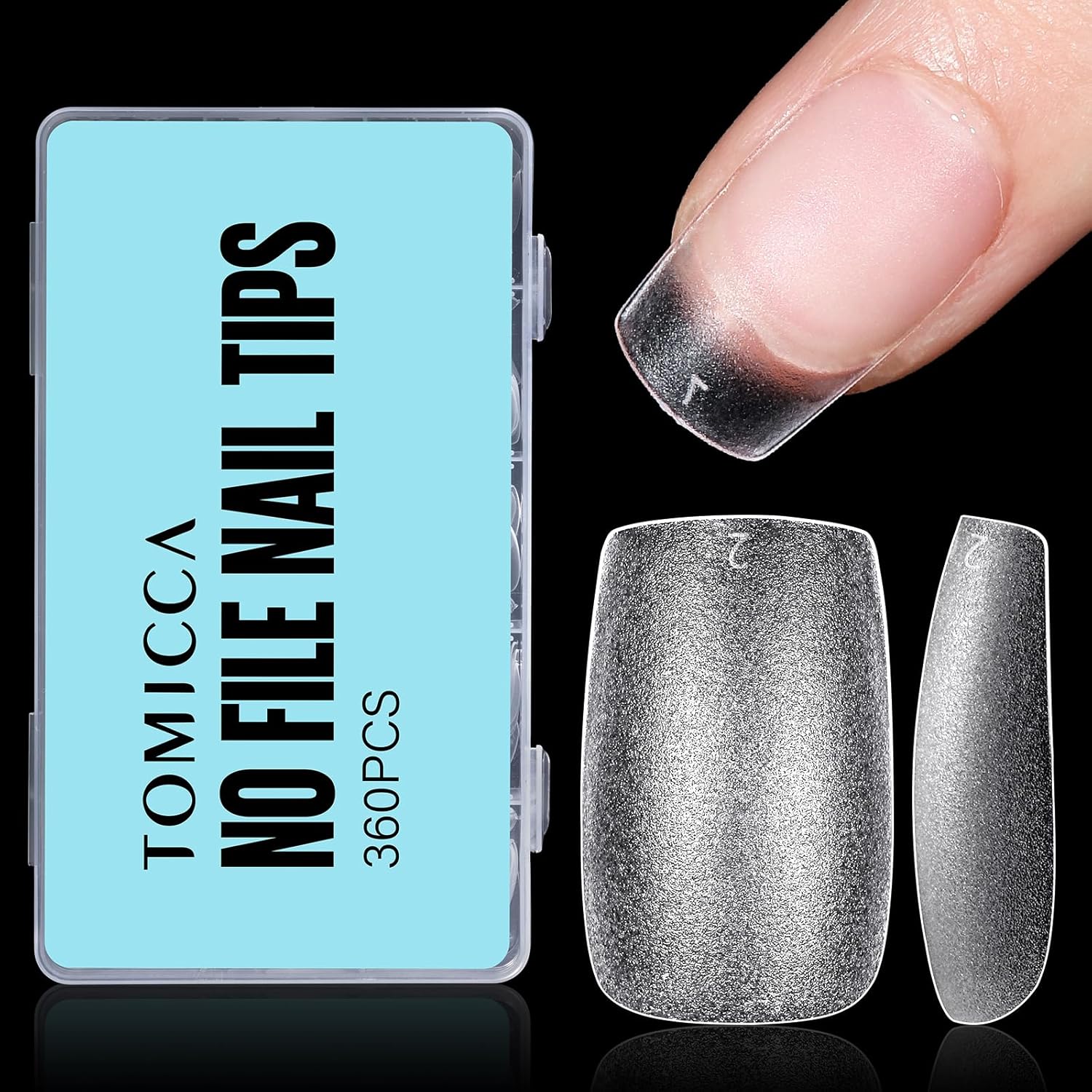 TOMICCA Short Square Gel Nail Tips, 15 Sizes No File Square Tips Full Cover, 360Pcs Soft Fake Acrylic Nails for Home DIY Nail Salon Manicure-Velvo Beauty