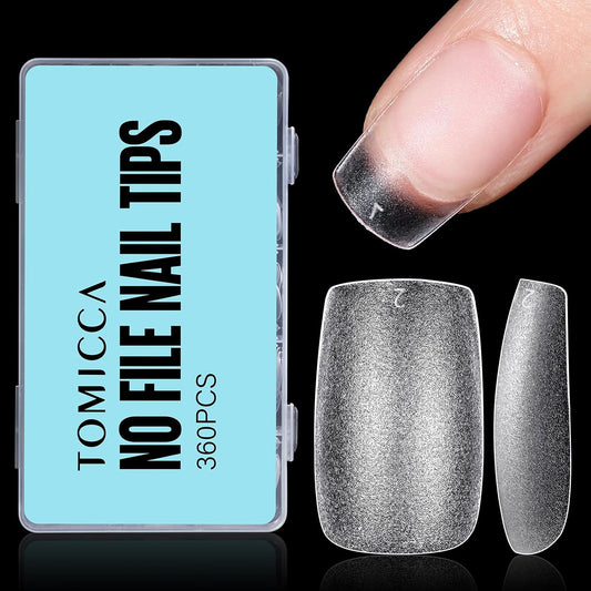TOMICCA Short Square Gel Nail Tips, 15 Sizes No File Square Tips Full Cover, 360Pcs Soft Fake Acrylic Nails for Home DIY Nail Salon Manicure-Velvo Beauty