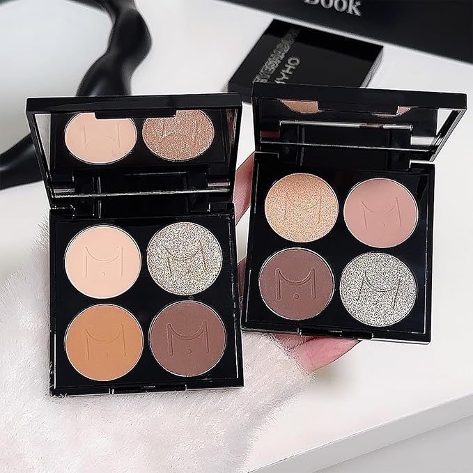 Erinde Quads Matte Eye Shadow Powder Makeup Palette, Nude Neutral Brown Matte Shimmer Eyeshadow, Long Wearing Waterproof Everyday Eye Makeup, sombras de ojos, with Built-In Mirror, 01-Velvo Beauty