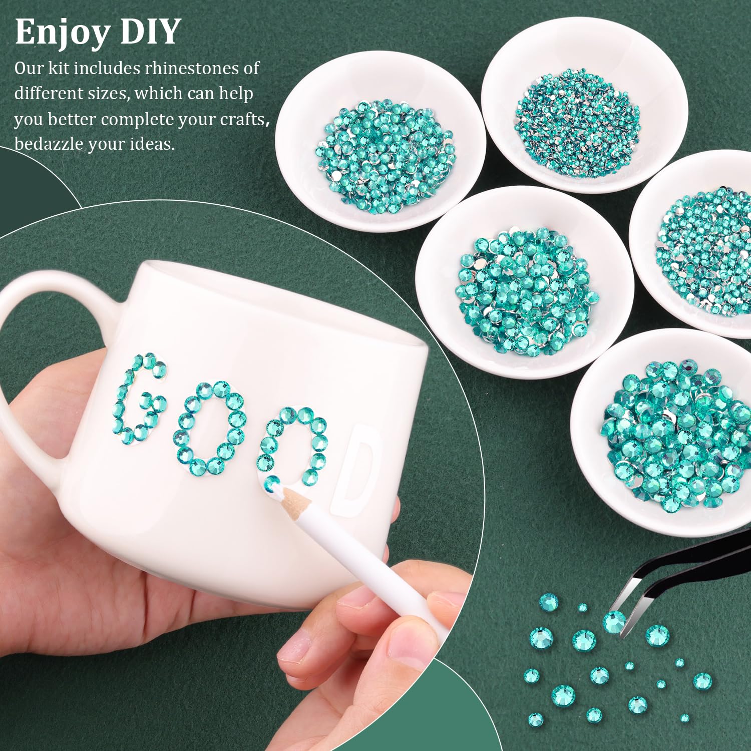 Resin Rhinestones for Crafting with B7000 Jewelry Glue, 1 Box Aquamarine Flatback Crystals with 3Pcs 10ml Glue for Bedazzling Crafts DIY Nail Art Makeup，Non Hotfix Gems for Clothing Shoes-Velvo Beauty