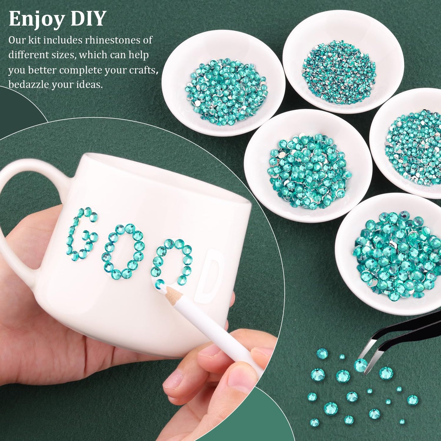 Resin Rhinestones for Crafting with B7000 Jewelry Glue, 2 Boxes Aquamarine Flatback Crystals with 3Pcs 10ml Glue for Bedazzling Crafts DIY Nail Art Makeup, Gems for Clothing Shoes-Velvo Beauty