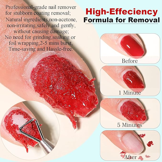 Gel Nail Polish Remover, Gel Remover Kit with Liquid Latex for Nails, No Need to Wrap or Soak, Removes Nail Polish in 2-5 Minutes, Acetone Free, Not Damage to Nails, with Manicure Tools-Velvo Beauty