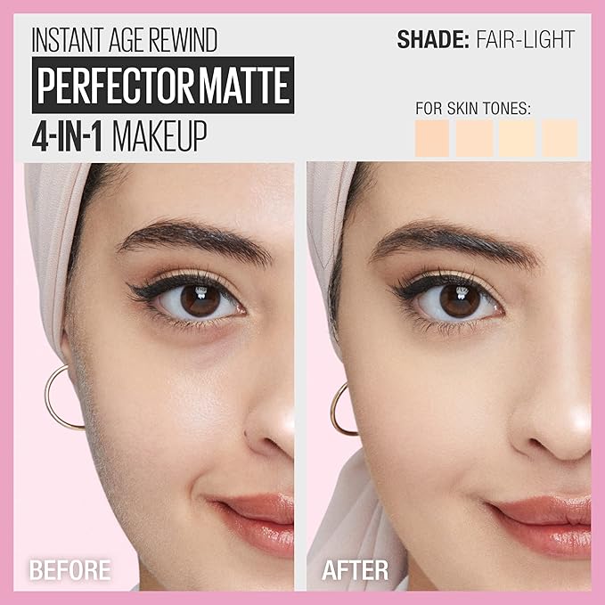 Maybelline Instant Age Rewind Instant Perfector 4-In-1 Matte Makeup, 00 Fair/Light, 1 Count-Velvo Beauty