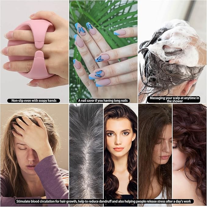 Silicone Scalp Massager Shampoo Brush Hair Scrubber Scalp Brush for All Hair Types of Women, Men, Kids, Pets - Pink-Velvo Beauty