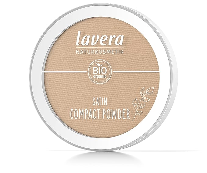 lavera Satin Compact Powder -Tanned 03- nude - Almond Oil & Rice Powder - Vegan - Mattifying - Long-Lasting - Velvety Texture 0.32 Fl Oz-Velvo Beauty