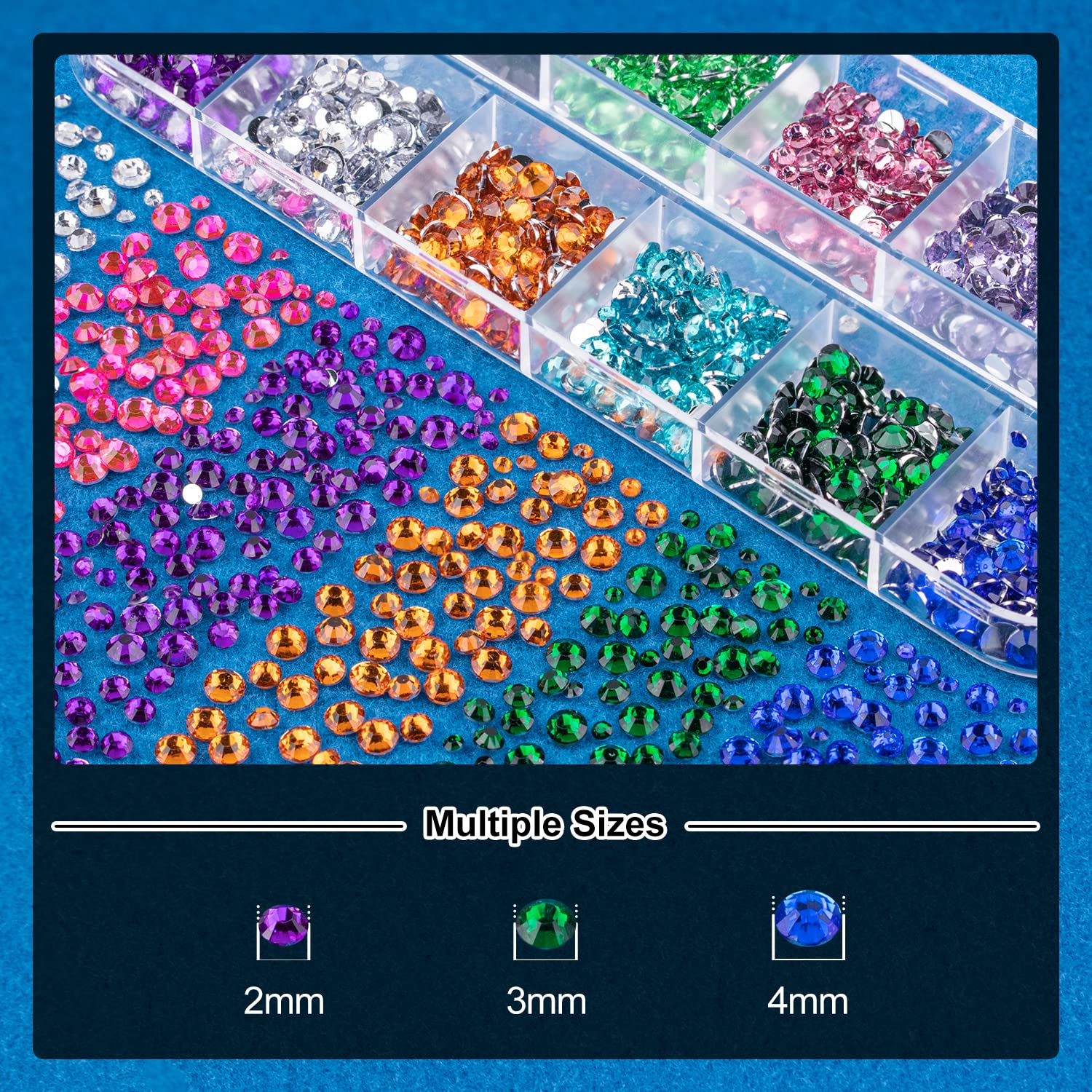Nail Art Rhinestone Glue Gel&2 Boxes Flatback Gems Kit, 1 Tube of 15ml Rhinestone Gel Glue(UV/LED Needed)+Colorful Gems+Flat-Back Round Glass Crystal Clear Gemstones with Pickup Tools-Velvo Beauty