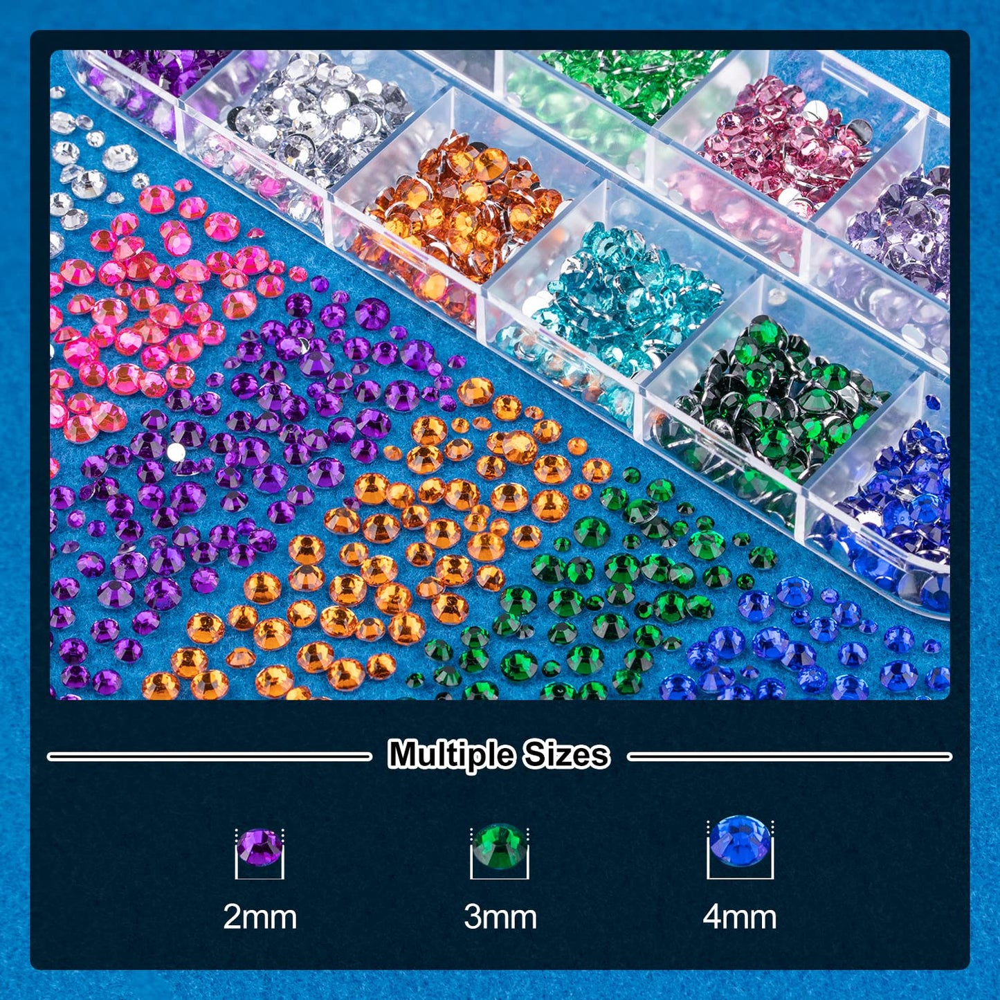 Nail Art Rhinestone Glue Gel&2 Boxes Flatback Gems Kit, 1 Tube of 15ml Rhinestone Gel Glue(UV/LED Needed)+Colorful Gems+Flat-Back Round Glass Crystal AB Gemstones with Pickup Tools-Velvo Beauty