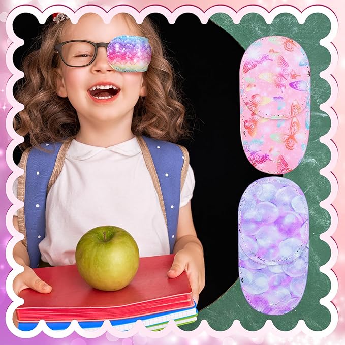 Newcotte 12 Pcs Eye Patch for Kids Girls Boys Reusable Eye Patch for Glasses over the Lens Colorful Eye Patch Toddler Eye Patch Adorable Kids Eye Patches Assorted Eye Patch Cover (Mermaid)-Velvo Beauty