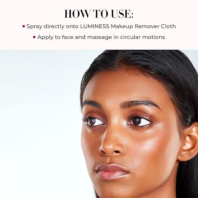 LUMINESS Face & Eye Makeup Remover, Airbrush Spray Makeup Eraser (1.86 fl oz) - Removes Longwear Cosmetics & Waterproof Formulas - Gentle -Make Up Remover for Soft, Smooth, & Hydrated Skin-Velvo Beauty