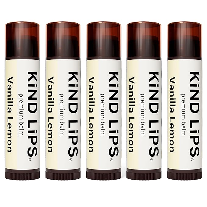 Kind Lips Lip Balm - Nourishing & Moisturizing Lip Care for Dry Lips with Shea Butter, Beeswax & Vitamin E | Vanilla Lemon Flavor | 0.15 Oz (Pack of 5)-Velvo Beauty