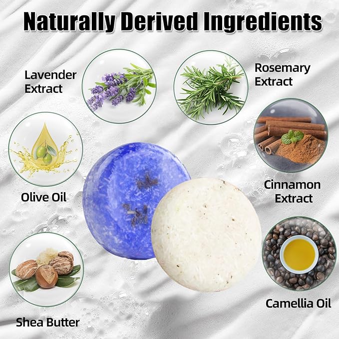 2 Pack Rosemary Lavender Hair Shampoo Bar,Deep Cleansing for Scalp Hair Loss Shampoo Soap,Organic Shampoo Oil Control for Hair Growth,Refreshing and Hydrating Bar,Gifts for Women Men-Velvo Beauty