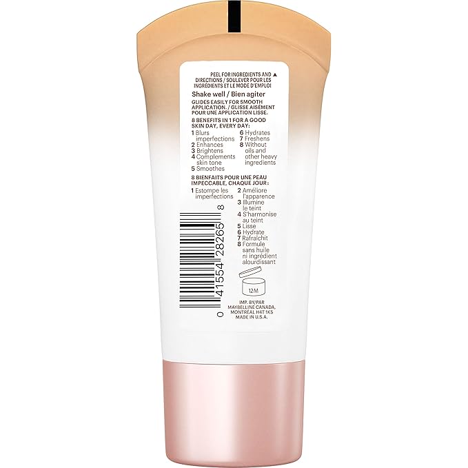 Maybelline Dream Fresh Skin Hydrating BB cream, 8-in-1 Skin Perfecting Beauty Balm with Broad Spectrum SPF 30, Sheer Tint Coverage, Oil-Free, Medium/Deep, 1 Fl Oz-Velvo Beauty