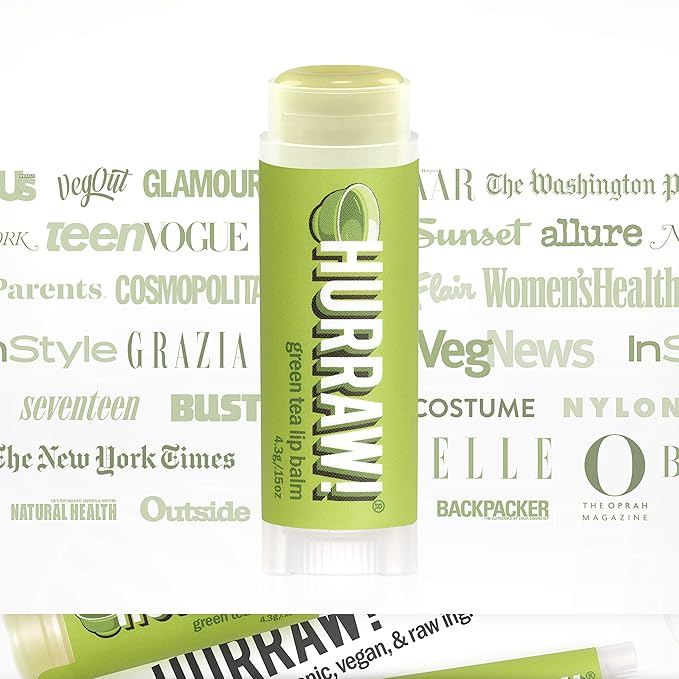 Hurraw! Green Tea Lip Balm: Organic, Certified Vegan, Cruelty and Gluten Free. Non-GMO, 100% Natural Ingredients. Bee, Shea, Soy and Palm Free. Made in USA-Velvo Beauty