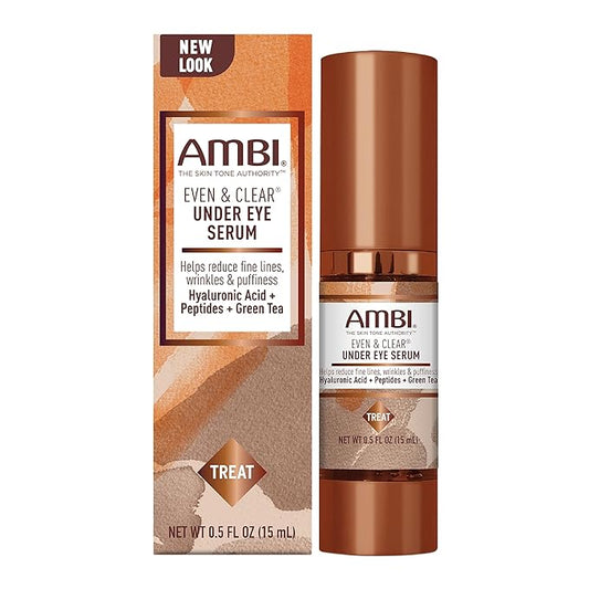 Ambi Even & Clear Under Eye Serum for All Skin Types Anti Aging Formula Features Peptides, Hyaluronic Acid, and Vitamin A to Help Reduce Fine Lines, Wrinkles, and Dark Circles , 0.5 Ounce-Velvo Beauty