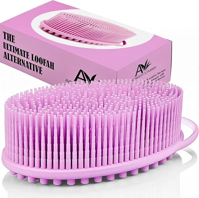 Avilana Silicone Body Scrubber - Food Grade & Lab Tested, Gentle Exfoliating Shower Brush for All Skin Types, Hygienic Quick-Dry Loofah Alternative, BPA-Free Body Brush-Velvo Beauty